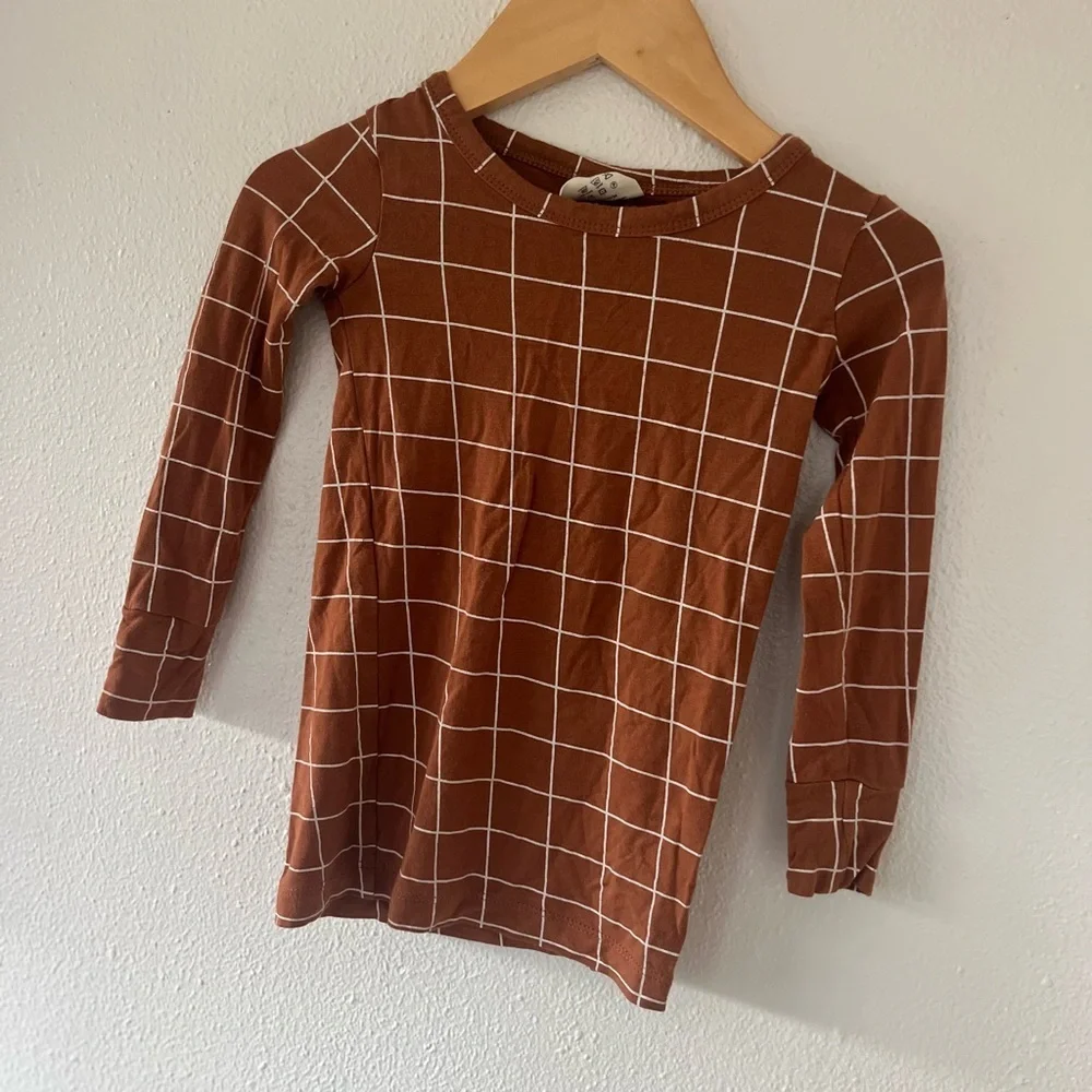 Kids Brown Checkered Pajama Set